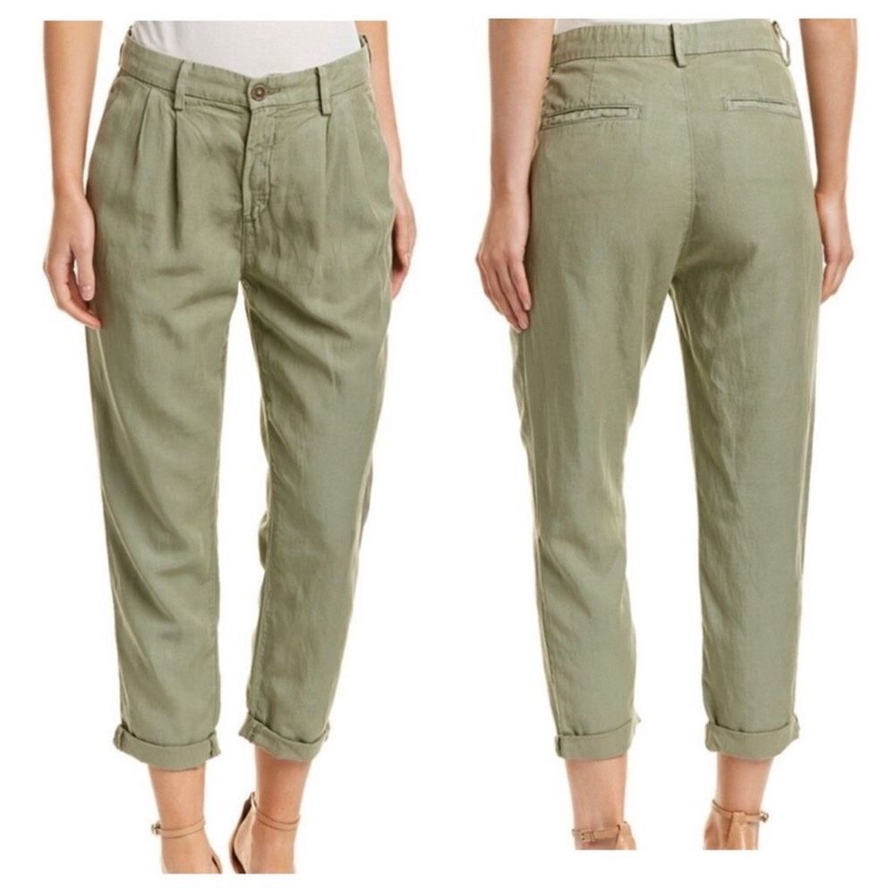 Adriano Goldschmied Green The Evan Relaxed Pleated Trouser Pants Sz 25R NEW